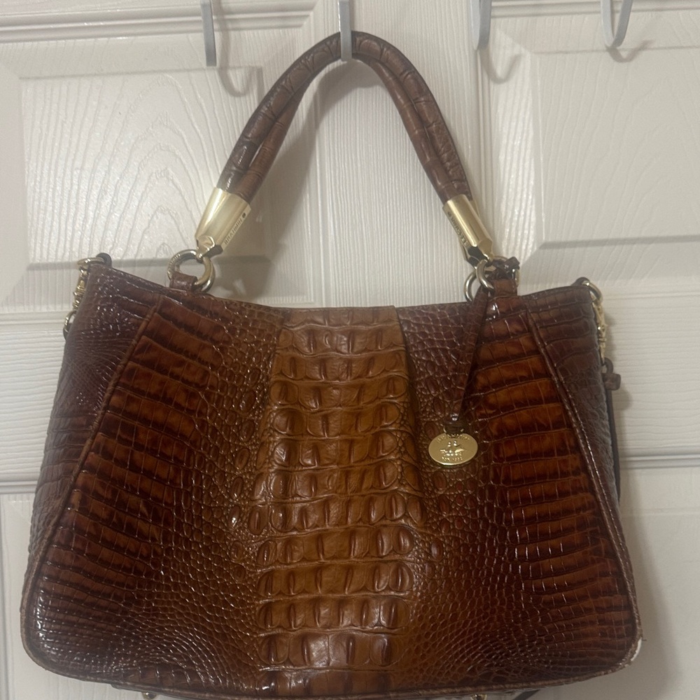 Elegant Brahmin Brown Crocodile-Embossed Handbag